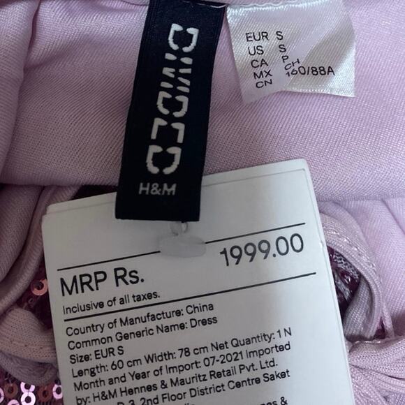 NEW H&M Divided Pink Sequin Sleeveless Cami Camisole Mini Bodycon Tank Dress S - Picture 4 of 5